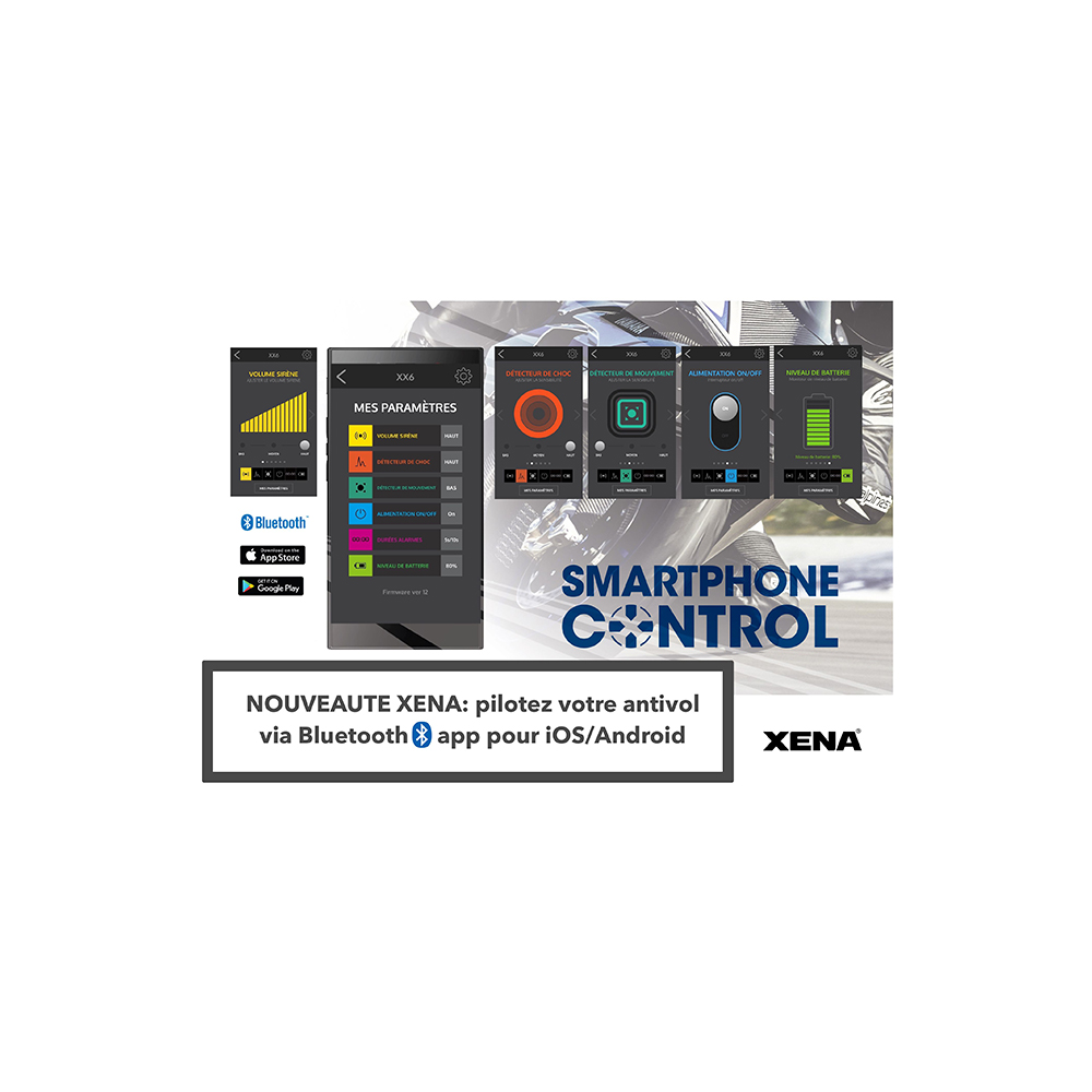 Antivol XENA Bloque disque Alarme XX10 Bluetooth SRA Universel